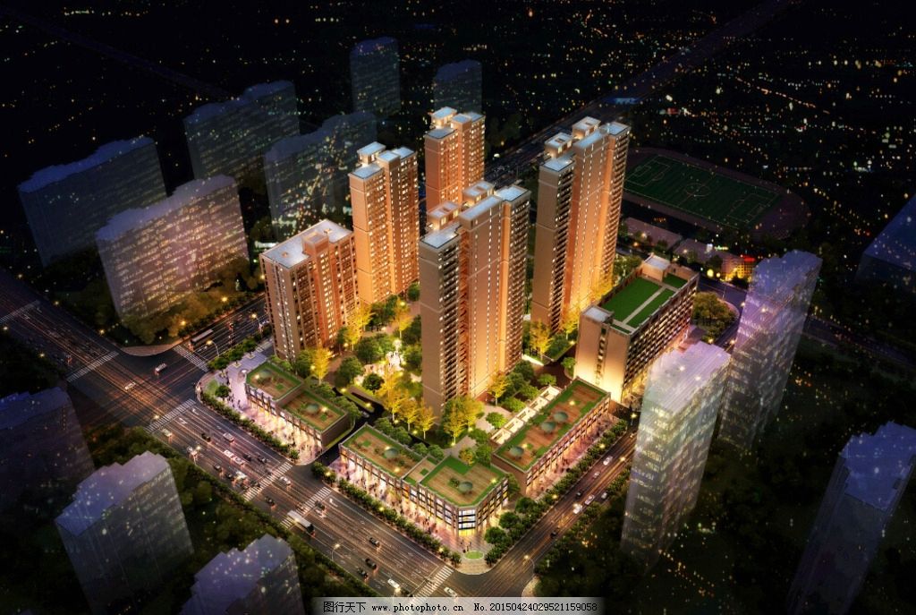 夜景 鳥瞰圖片,建筑 中心 城市 璀璨 規劃 商場-